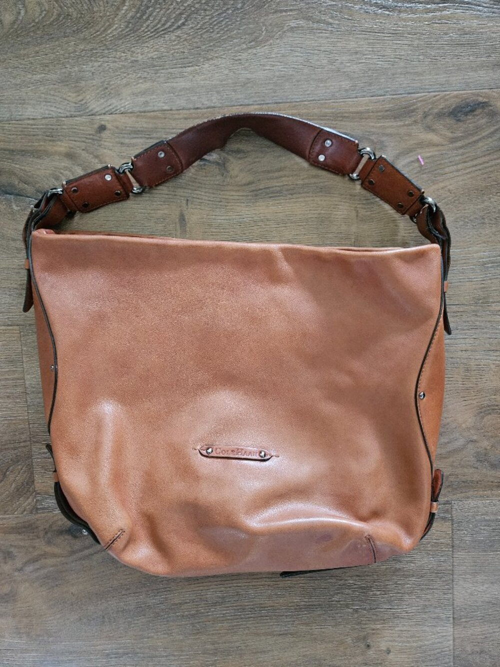 Vintage Cole Haan caramel tan brown tote shoulder leather bag